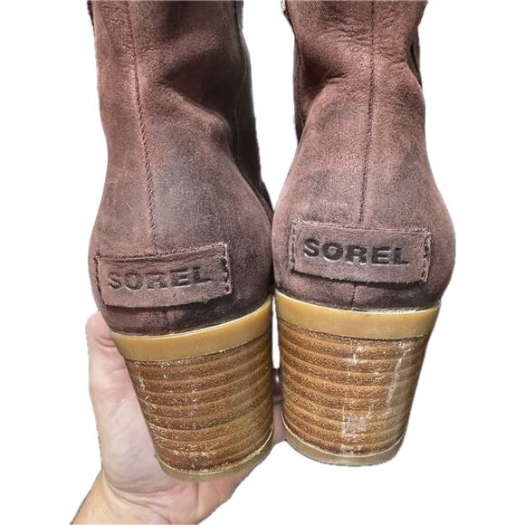Sorel Cate Leather Lace Up Waterproof Maroon Redwood Boots Size 8.5 - Picture 12 of 12